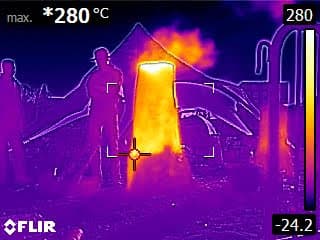 a heat camera image of the furnace